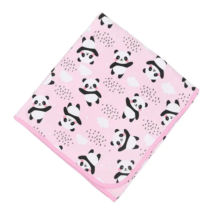 Magnolia Baby Panda Love Receiving Blanket - Pink