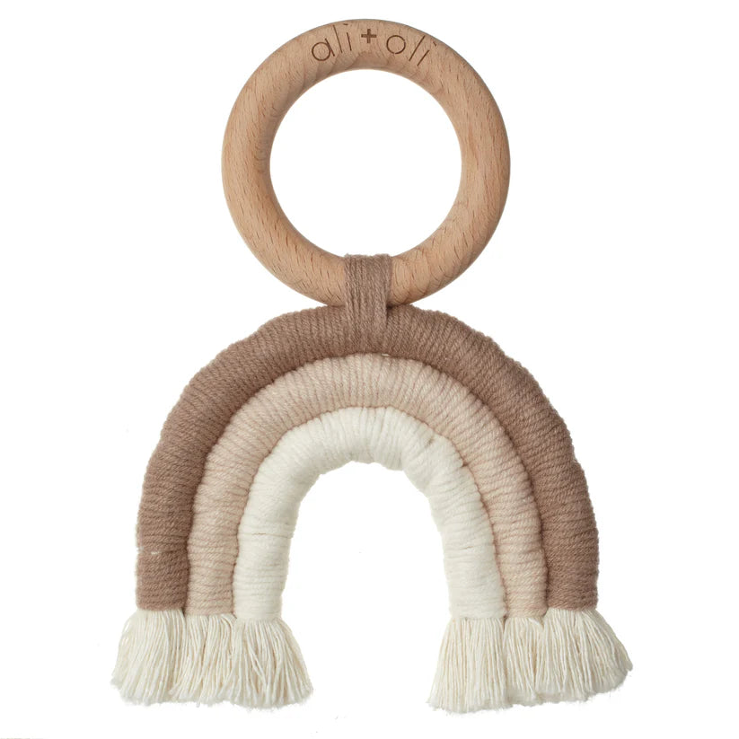 Ali+Oli Mini-Macramé Rainbow Teething Toy for Baby (Natural)