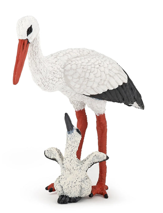 Papo France Hand Painted Realistic Stork And Baby Stork Figurine Toy