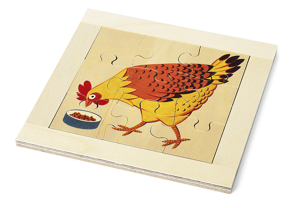 Atelier Fischer Wooden 9-Piece Puzzle, Chicken