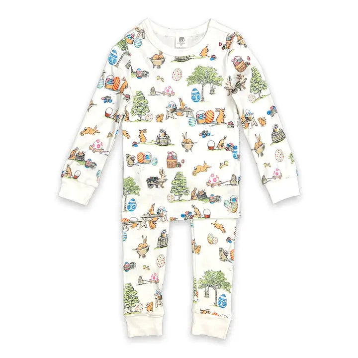 Pink Elephant Brands Kids Long John Pajama Set - Egg Hunt