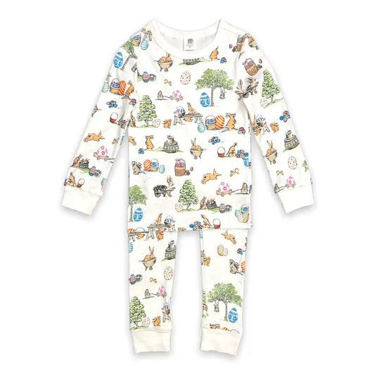 Pink Elephant Brands Kids Long John Pajama Set - Egg Hunt