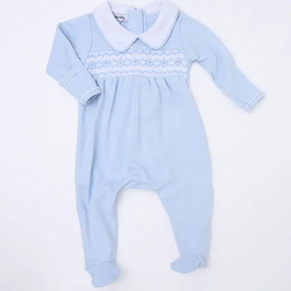 Magnolia Baby Hudson Smocked Footie - Light Blue