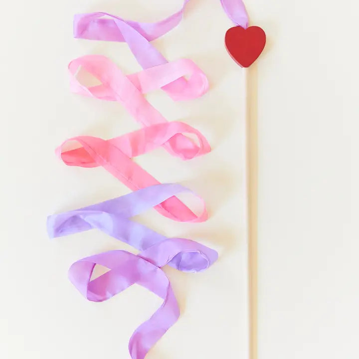 Sarah's Silks Pink & Purple Silk & Wood Streamer - Wand For Pretend Play