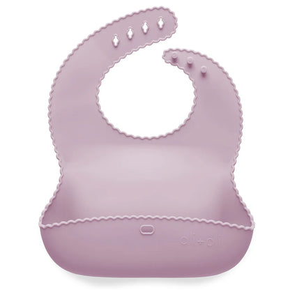 Ali+Oli Silicone Roll-Up Baby Bib (Lilac) Wavy Edge