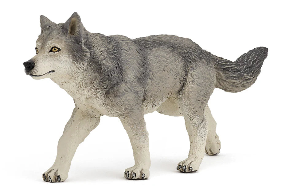 Papo France Hand Painted Realistic Grey Wolf Figurine Toy