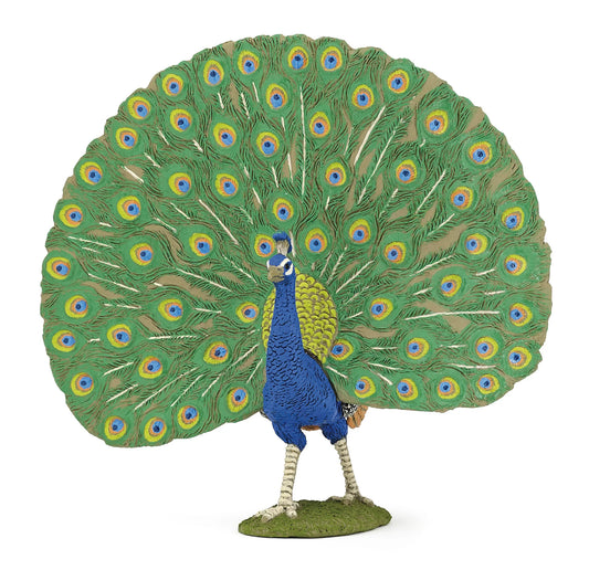 Papo France Hand Painted Realistic Peacock Figurine Toy