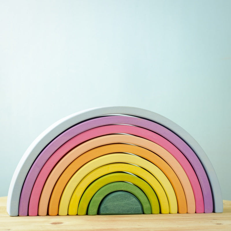 Bumbu Toys Handmade Large Wooden Rainbow in Pastels