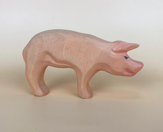 Green Taiga Toys Handmade Wooden Pig