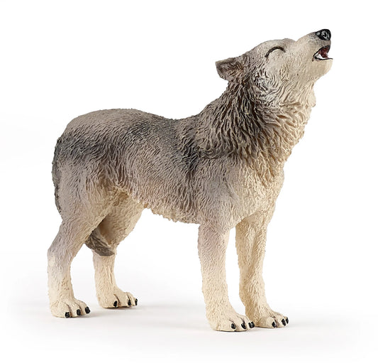 Papo France Hand Painted Realistic Howling Wolf Figurine Toy