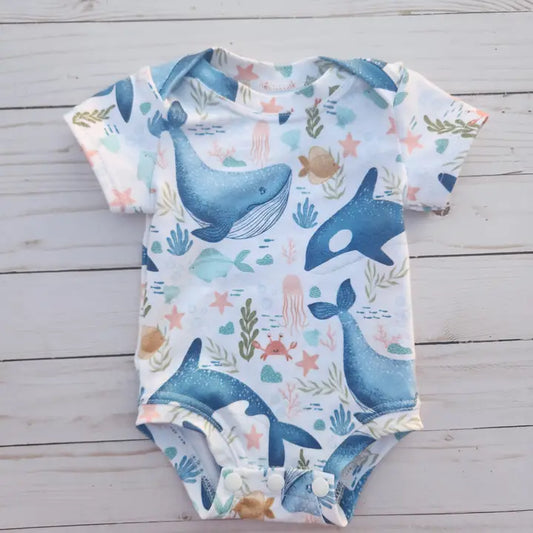 Small Blessings Design Infant Bodysuit Romper - Whales