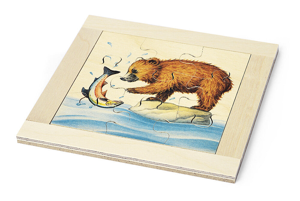 Atelier Fischer Wooden 9-Piece Puzzle, Little Bear Fishing