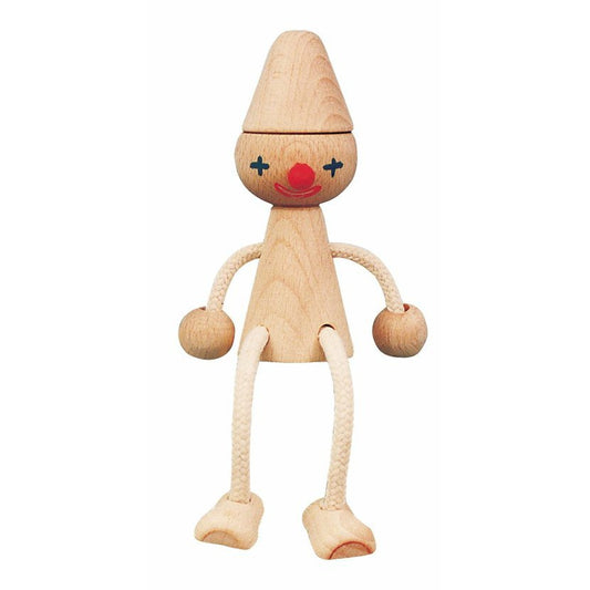 Miva Vacov Wooden Sitting Clown Figurine