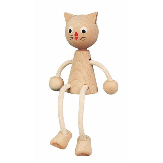 Miva Vacov Wooden Sitting Cat Figurine