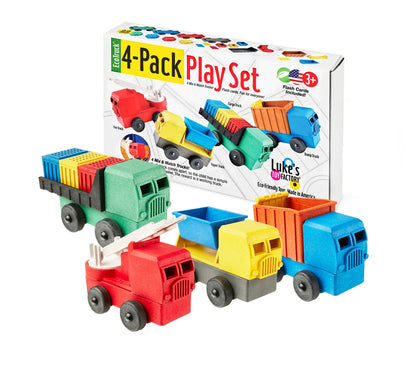 Luke's Toy Factory Educational Four-Pack of Toy Trucks