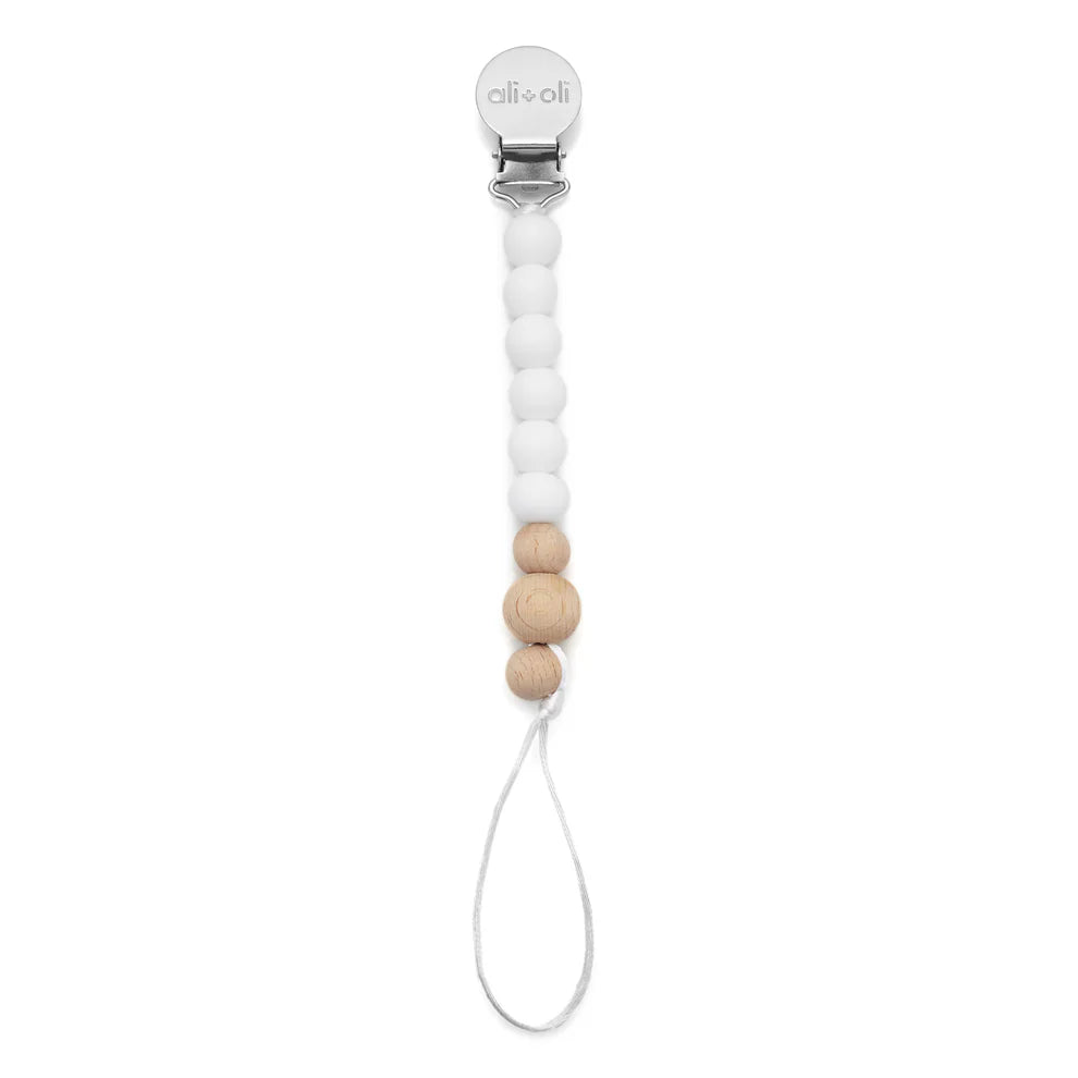 Ali+Oli Pacifier Clip (White Wood)