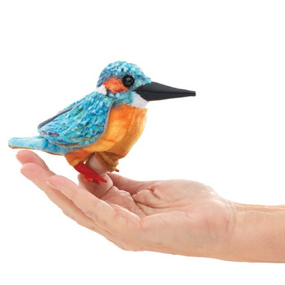 Folkmanis Puppets Realistic Plush Animal Finger Puppet Mini Kingfisher, Common 5"L