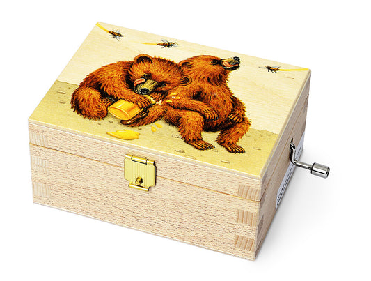 Atelier Fischer Wooden Music Box, Little Bears in Honey