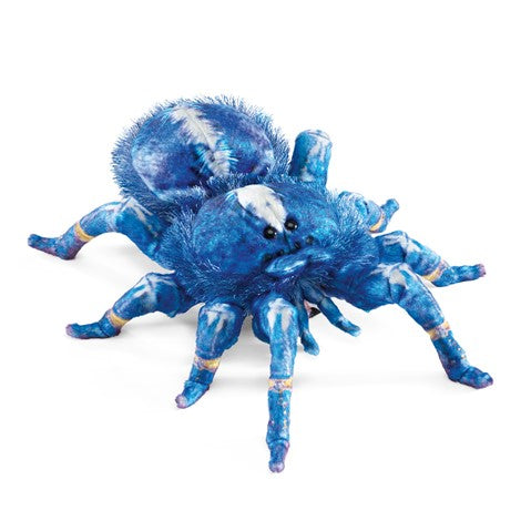 Folkmanis Puppets Realistic Plush Animal Hand Puppet Tarantula, Blue 16"L