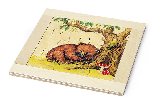 Atelier Fischer Wooden 9-Piece Puzzle, Little Bear Napping