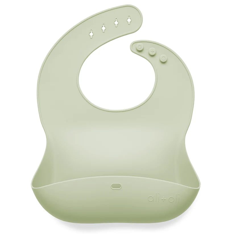 Ali+Oli Silicone Roll-Up Baby Bib (Light Sage)