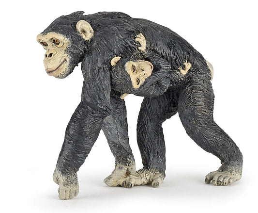 Papo France Hand Painted Realistic Chimpanzee And Baby Figurine Toy