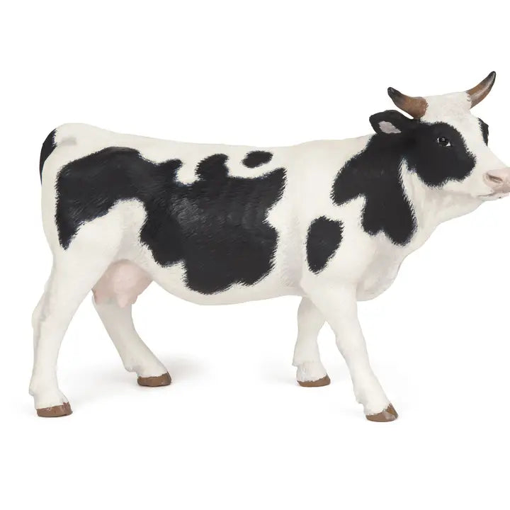 Papo France Hand Painted Realistic Black and White Cow Figurine Toy