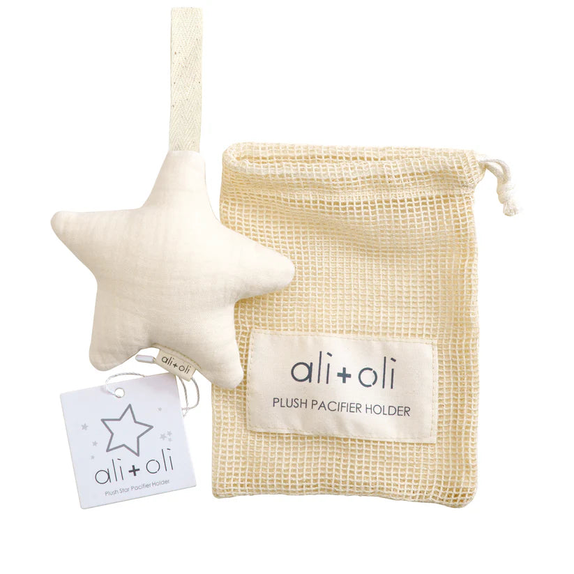 Ali+Oli Plush Star Pacifier Holder (Ivory)