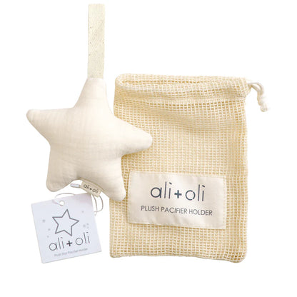 Ali+Oli Plush Star Pacifier Holder (Ivory)