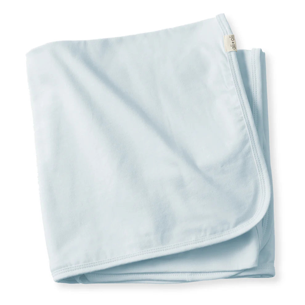 Ali+Oli Receiving Organic Cotton Swaddle Baby Blanket (Blue)