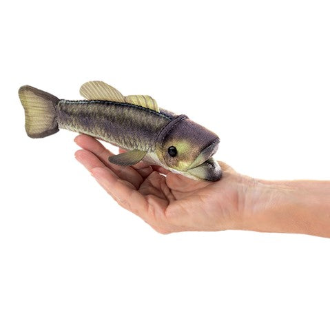 Folkmanis Puppets Realistic Plush Animal Finger Puppet Mini Bass, Largemouth