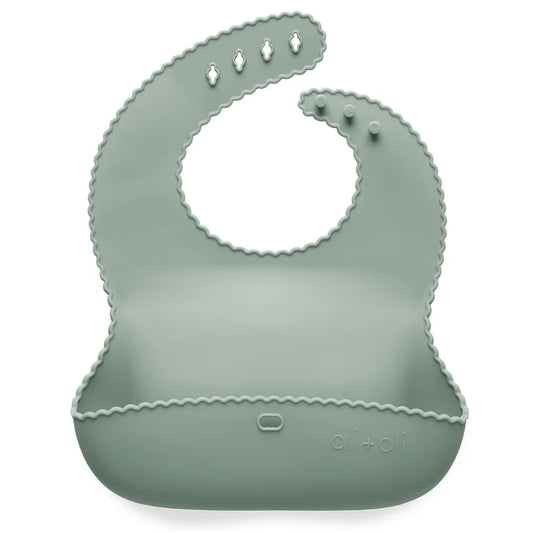 Ali+Oli Silicone Roll-Up Baby Bib (Mint) Wavy Edge