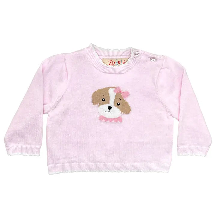 Petit Ami & Zubels Dog Lightweight Knit Sweater in Pink