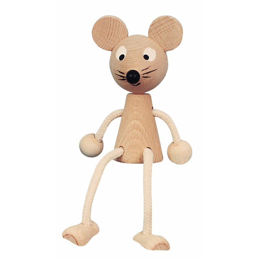 Miva Vacov Wooden Sitting Mouse Figurine