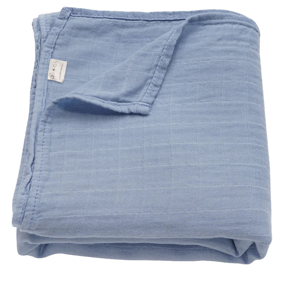 Ali+Oli Bamboo Muslin Swaddle Blanket (Dream Blue)