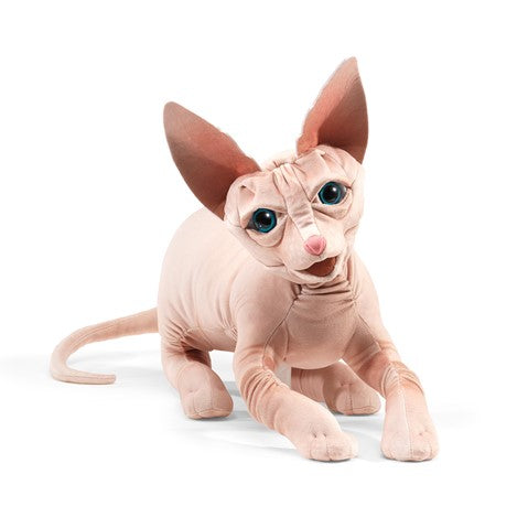 Folkmanis Puppets Realistic Plush Animal Hand Puppet Cat, Sphynx 22"L