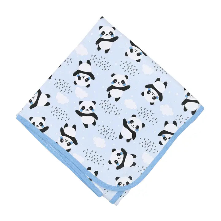 Magnolia Baby Panda Love Receiving Blanket - Blue