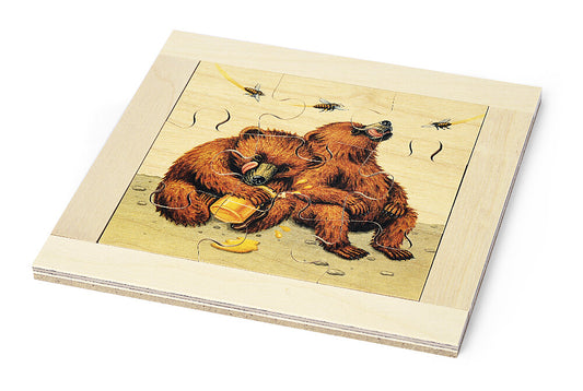 Atelier Fischer Wooden 9-Piece Puzzle, Little Bears in Honey