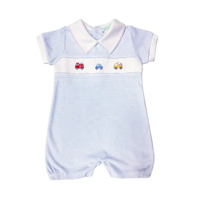 Baby Threads Traffic Baby Boy Smocked Pima Cotton Romper