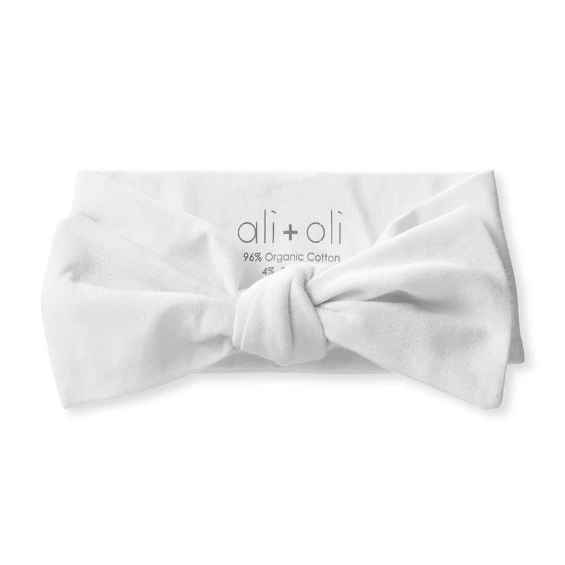 Ali+Oli Ultra-Soft Organic Cotton Knotted Bow (White)