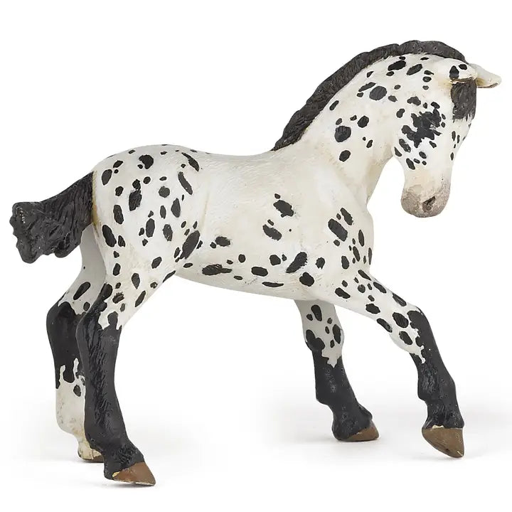 Papo France Hand Painted Realistic Black Appaloosa Foal Figurine Toy