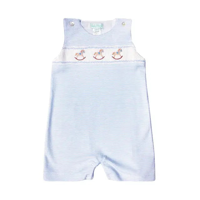 Baby Threads Rocking Horse Pima Cotton Hand Smocked Overall