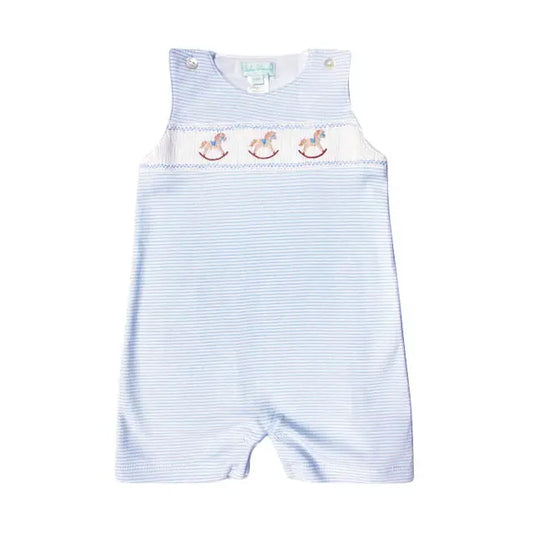 Baby Threads Rocking Horse Pima Cotton Hand Smocked Overall