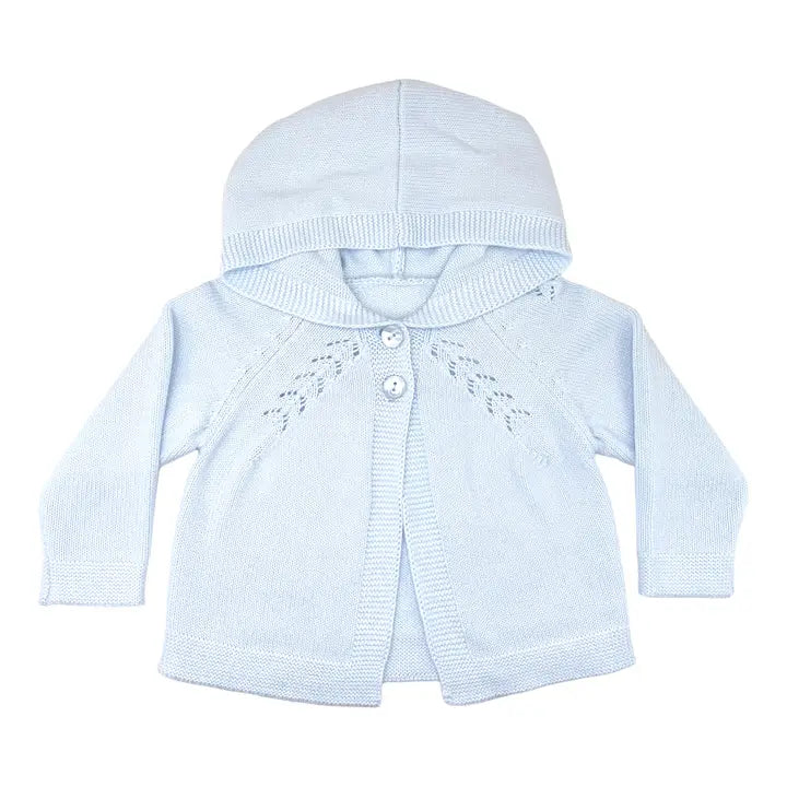 Petit Ami & Zubels Hooded Lightweight Knit Cardigan Sweater - Blue