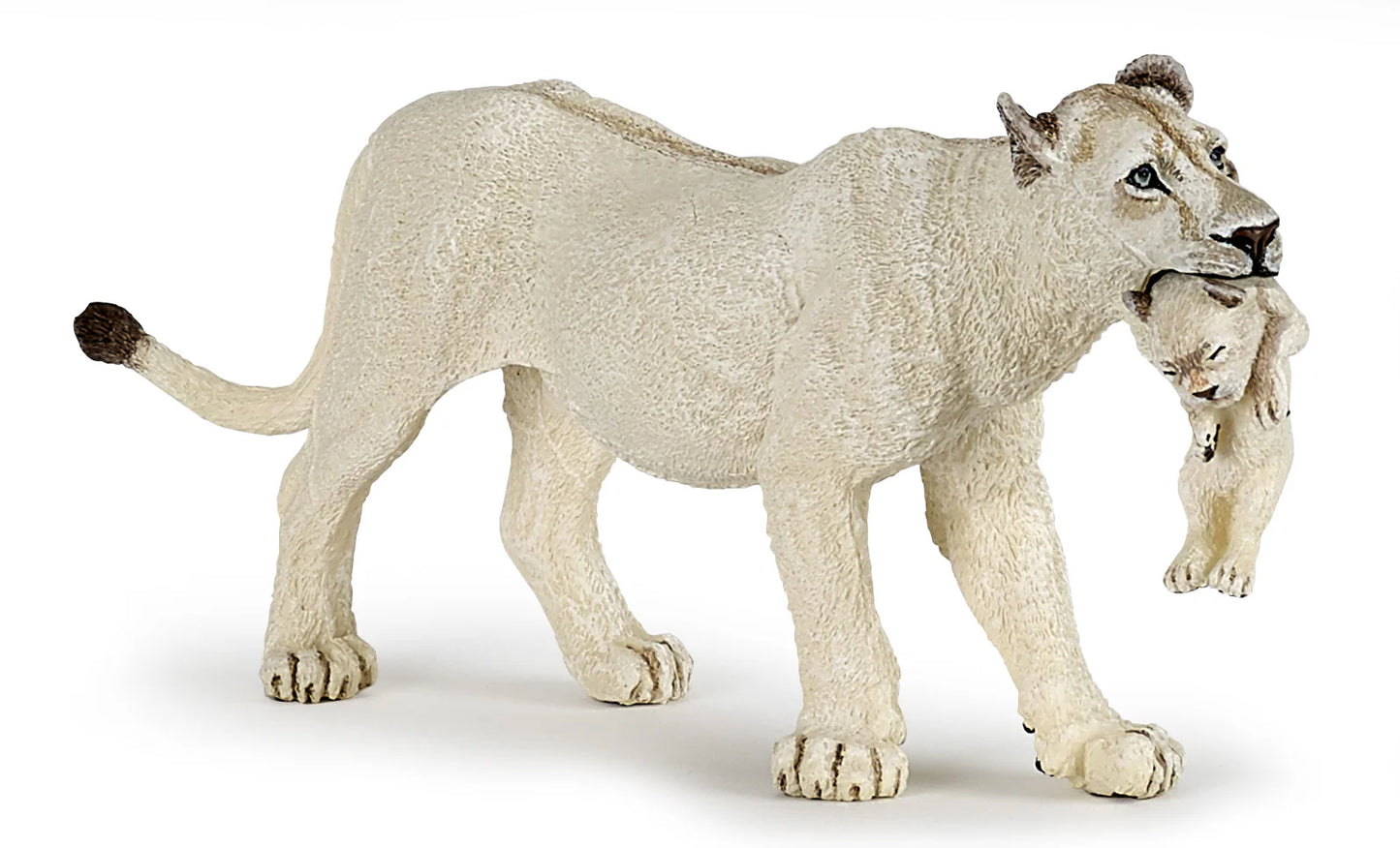 Papo France Hand Painted Realistic White Lioness With Cub Figurine Toy