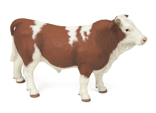 Papo France Hand Painted Realistic Simmental Bull Figurine Toy