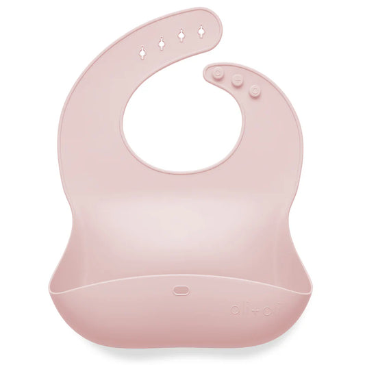 Ali+Oli Silicone Roll-Up Baby Bib (True Pink)