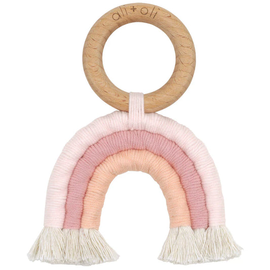 Ali+Oli Mini-Macramé Rainbow Teething Toy for Baby (Watermelon)