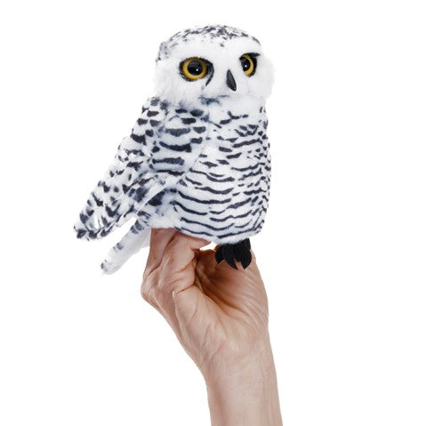 Folkmanis Puppets Realistic Plush Animal Finger Puppet Owl, Snowy Small