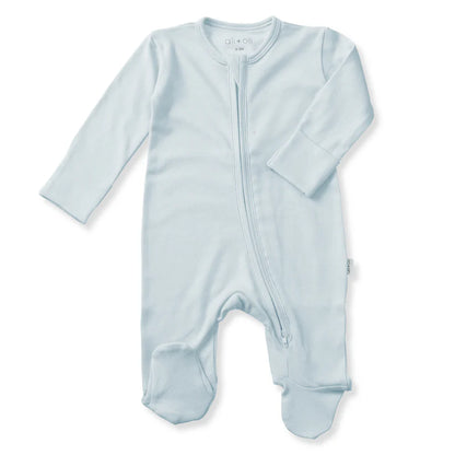 Ali+Oli Organic Cotton Baby Footie with 2-way Zipper (Blue)